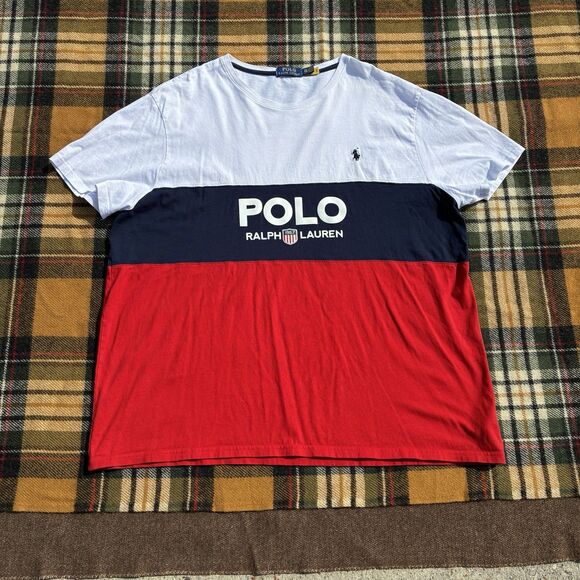 POLO Ralph Lauren Shirt Mens 2XL K Swiss Big Logo Color Block Preppy Old Money - Picture 13 of 14